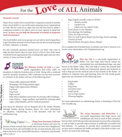 Always Free February 2013 - Pets in the City Magazine