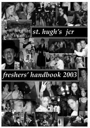 hughs freshers - St Hugh's College JCR