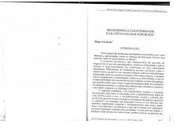 Hegemonia e legitimidade nas ciências dos esportes. Revista ... - USP