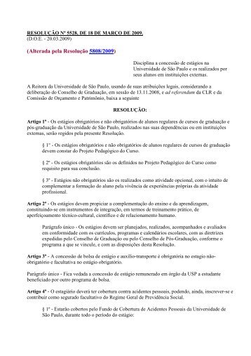(Alterada pela Resolução 5808/2009) - USP