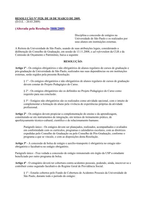 (Alterada pela Resolução 5808/2009) - USP