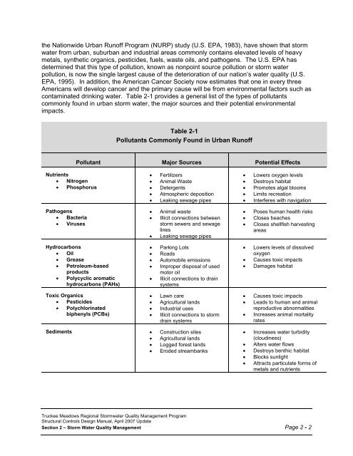 The Truckee Meadows Structural Controls Design ... - City of Sparks