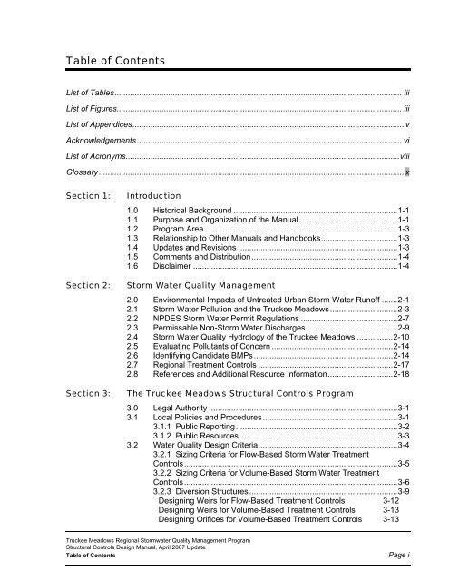 The Truckee Meadows Structural Controls Design ... - City of Sparks