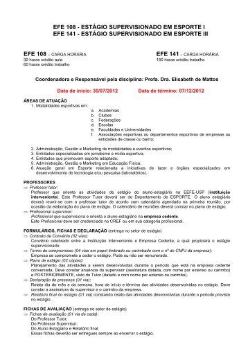 EFP 0496 Estágio Supervisionado em Educação Física - USP