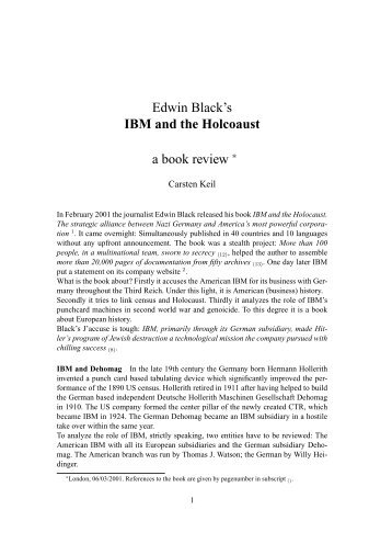 Book Review: "IBM and the Holocaust" - CK Resource Page