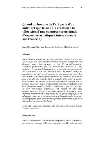 Quand un homme de l'art parle d'un autre art que le sien: la création