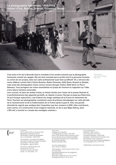 La photographie humaniste, 1945-1968 Autour d