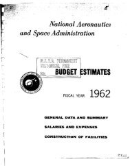1962 Budget Estimates, pt. I - NASA Headquarters