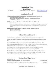 Curriculum Vitae Kyle Moody - The University of Iowa