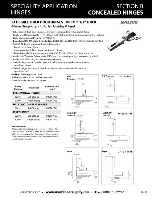 SECTION B CONCEALED HINGES - Baer Supply Company