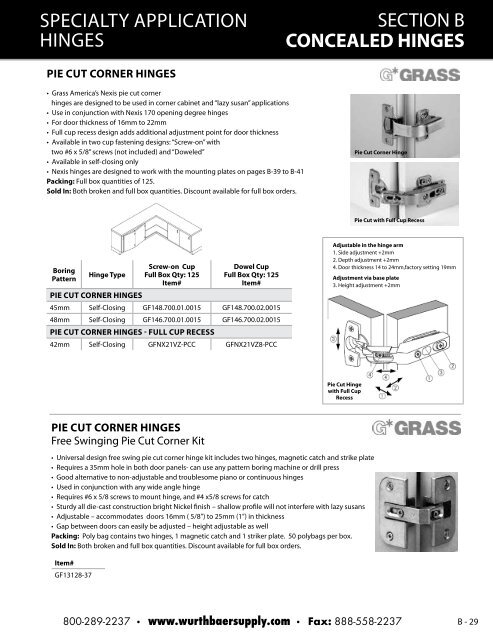 SECTION B CONCEALED HINGES - Baer Supply Company