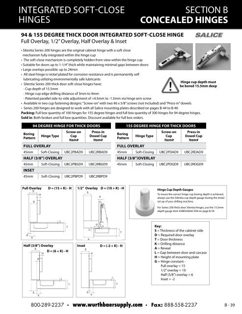 SECTION B CONCEALED HINGES - Baer Supply Company