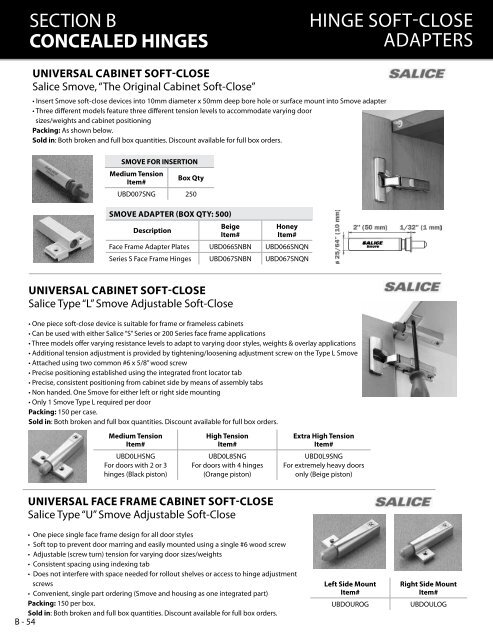 SECTION B CONCEALED HINGES - Baer Supply Company