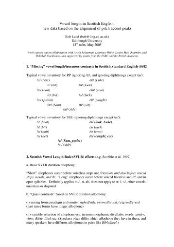 Vowel length in Scottish English - Linguistics and English Language