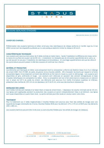 ralentisseur de vitesse coussins berlinois standard - Stradus Infra
