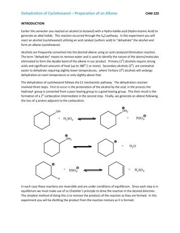 Dehydration of Cyclohexanol – Preparation of an Alkene