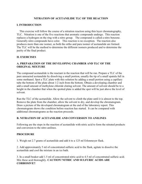 NITRATION OF ACETANILIDE TLC OF THE ... - classes link 1