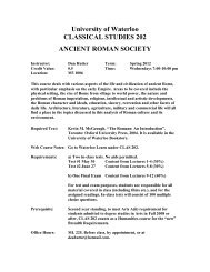 CLAS 202 - Department of Classical Studies - University of Waterloo