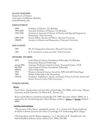 Ellen Oliensis website CV - California, Berkeley University of ...