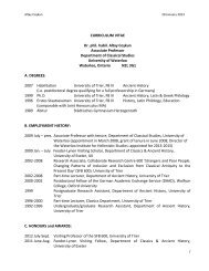 CURRICULUM VITAE - Department of Classical Studies - University ...