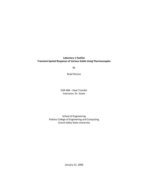 Transient Spatial Response of Various Solids Using Thermocouples