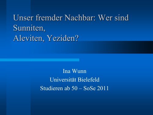 Religiöse Organisation im Islam - Universität Bielefeld