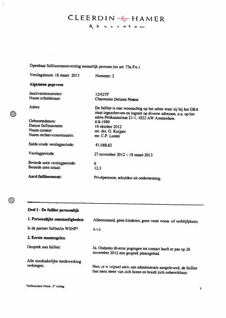 Verslag 2 - Cleerdin & Hamer Advocaten