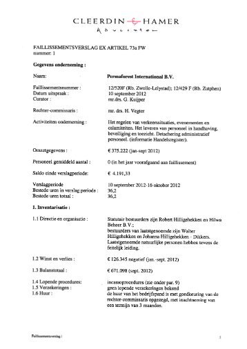 Verslag 1 - Cleerdin & Hamer Advocaten