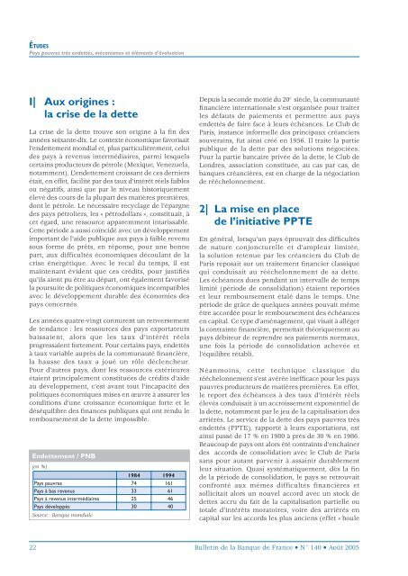 Pays pauvres très endettés, mécanismes et éléments d'évaluation ...