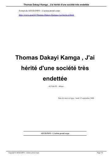 Thomas Dakayi Kamga , J'ai hérité d'une société très endettée