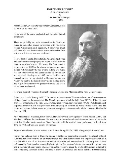 David Ropartz Joseph-Guy Ropartz - Dr David Wright