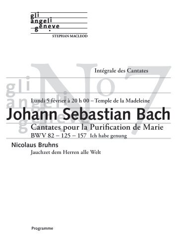Programme - Bach Cantatas