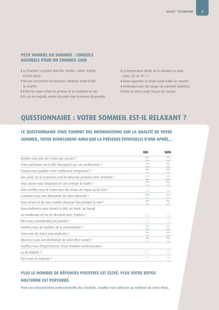 telecharger la brochure de l oreiller anti ronflement - Sissel.fr