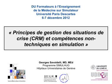 (CRM) et compétences non- techniques en simulation - medesim