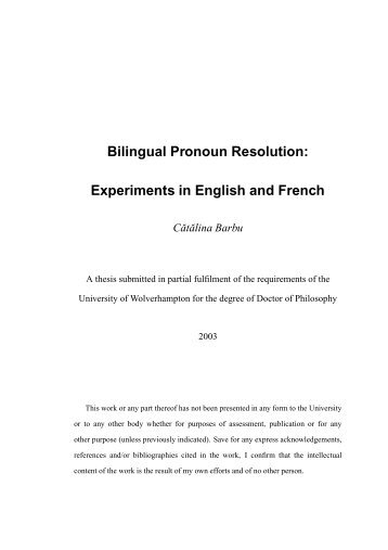 Bilingual Pronoun Resolution - The Research Group in ...