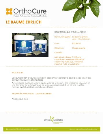 LE BAUME EHRLICH - Client - Clinique Lafontaine