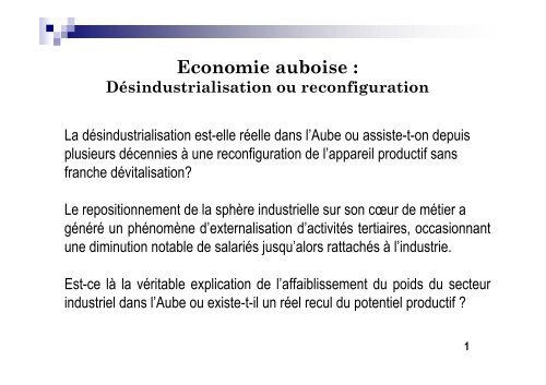 Economie auboise : désindustrialisation ou reconfiguration