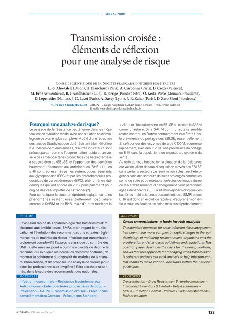 Transmission croisée : éléments de réflexion pour une ... - SF2H