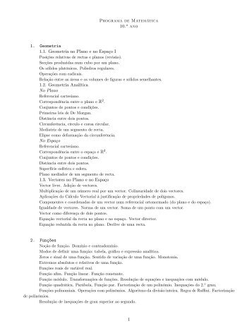 Programa de Matemática 10.o ano " (/42/750, 1.1. Geometria no ...