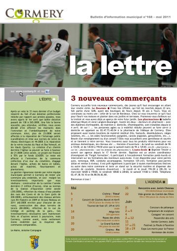 La Lettre n°168, mai 2011 - Cormery