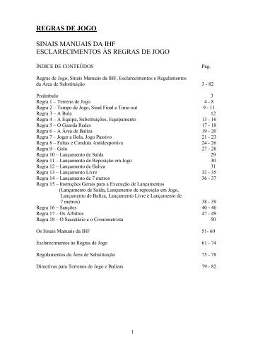 regras de jogo sinais manuais da ihf esclarecimentos s regras de jogo