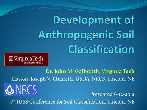 Development of Anthropogenic Soil Classification - Virginia Tech