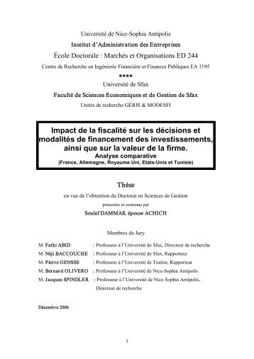 Impact de la fiscalité sur les décisions et modalités ... - Profiscal.com