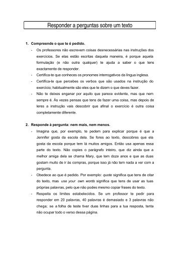 Responder a perguntas sobre um texto