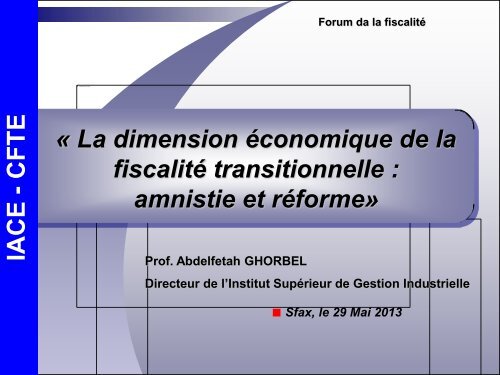 Intervention de M. Abdelfateh GHORBEL - IACE