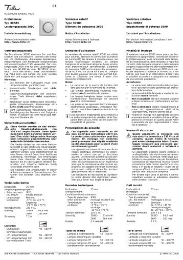 Drehdimmer Typ 30583 Leistungszusatz 3690 Variateur rotatif Type ...