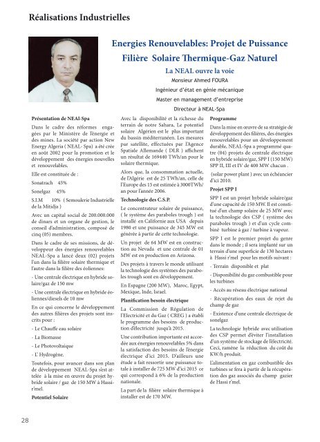 Bulletin des énergies renouvelables - maghreb - europe project ...