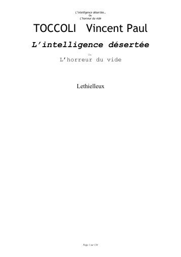 LA DESERTION DE L'INTELLIGENCE, Essai sur la - Vincent-Paul ...