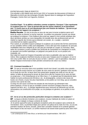 Lire un entretien (PDF) - Documents d'artistes