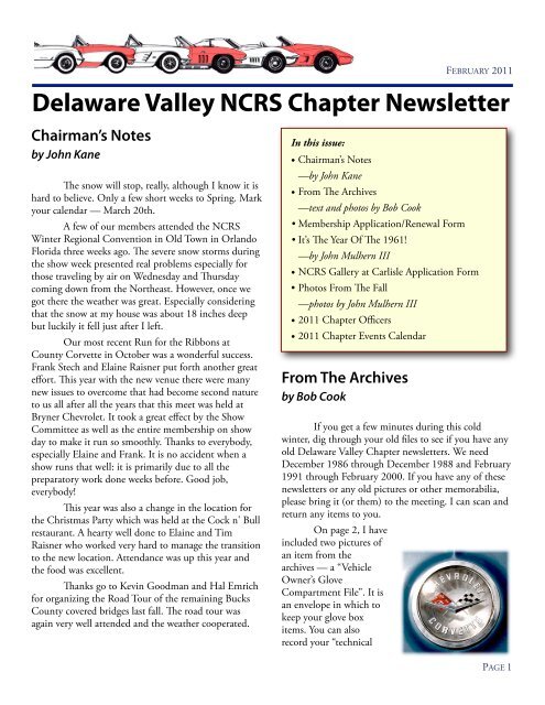 Delaware Valley NCRS Chapter Newsletter - Clubs
